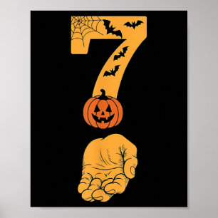 6 7 Six Seven Meme mit Hand Spinnennetz Halloween  Poster