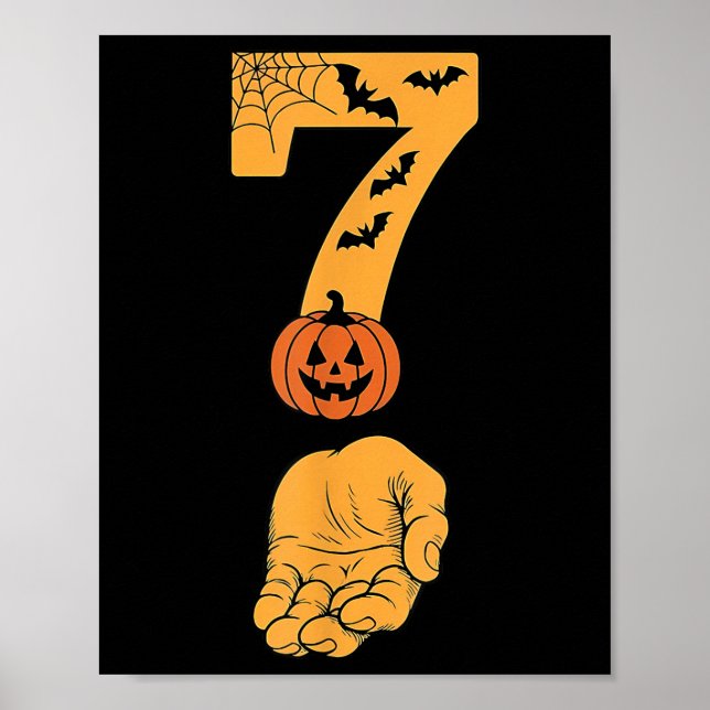 6 7 Six Seven Meme mit Hand Spinnennetz Halloween  Poster (Vorne)