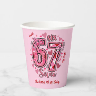 6 7 Six Seven Meme Trend Mädchen 7. Geburtstag Pappbecher