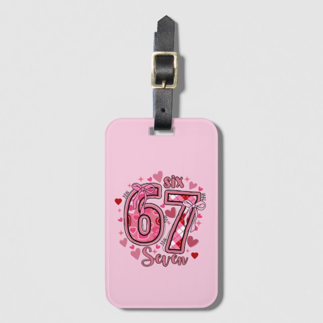 6 7 Six Seven Meme Trend Mädchen Rosa Name Gepäckanhänger (Vorderseite Vertikal)