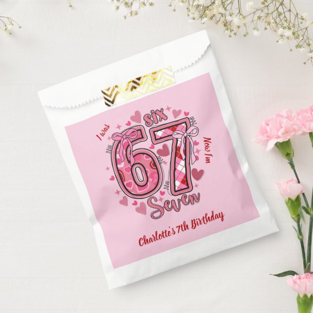 6 7 Six Seven Meme Trend Pink Girls 7th Birthday Geschenktütchen (Versiegelt)