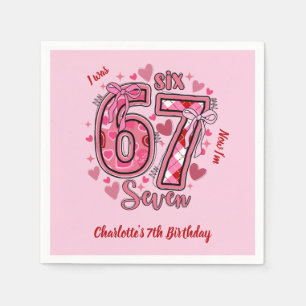 6 7 Six Seven Meme Trend Rosa Mädchen 7. Geburtsta Serviette