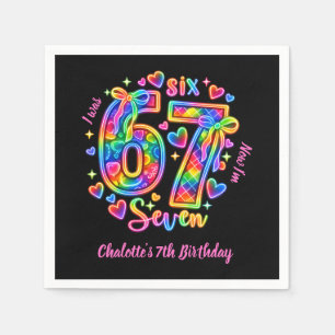 6 7 Six Seven Neon Regenbogen Leuchten Mädchen Geb Serviette