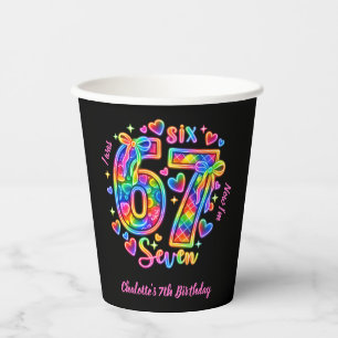 6 7 Six Seven Neon Regenbogen Leuchtend Mädchen Ge Pappbecher