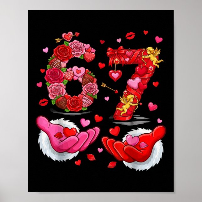 6 7 Six Seven Valentine Hearts Kids Boys Girls Cut Poster (Vorne)