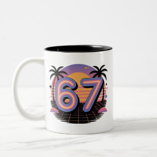 6 7 Six Seven Vaporwave Gen Z Alpha Meme Zweifarbige Tasse