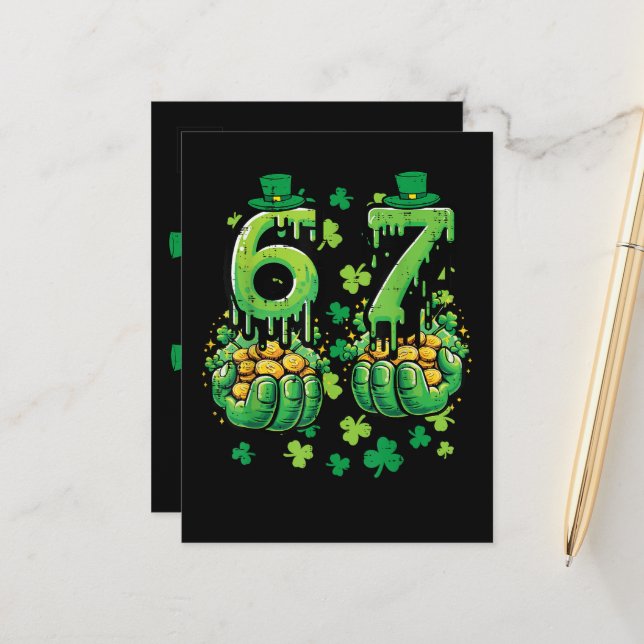 6 7 St Patricks Day Ankündigungspostkarte (Vorderseite/Rückseite Beispiel)