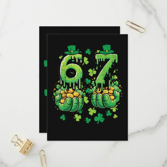 6 7 St Patricks Day Einladungspostkarte (Vorderseite/Rückseite Beispiel)