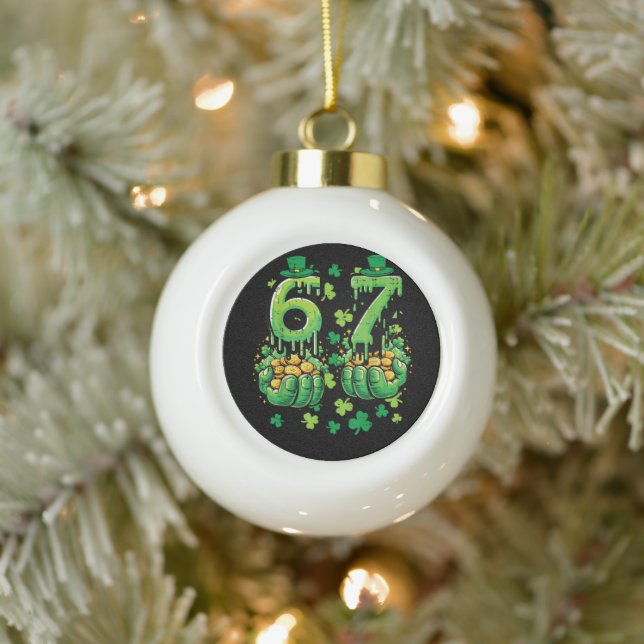 6 7 St Patricks Day Keramik Kugel-Ornament (Baum)