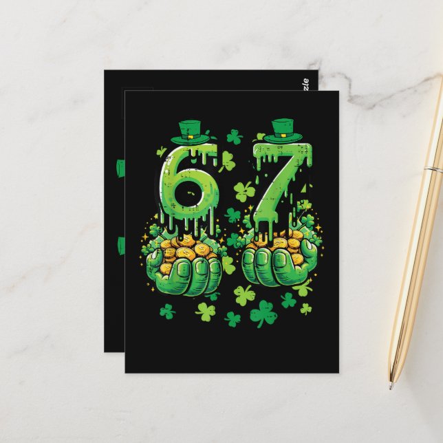 6 7 St Patricks Day Postkarte (Vorderseite/Rückseite Beispiel)