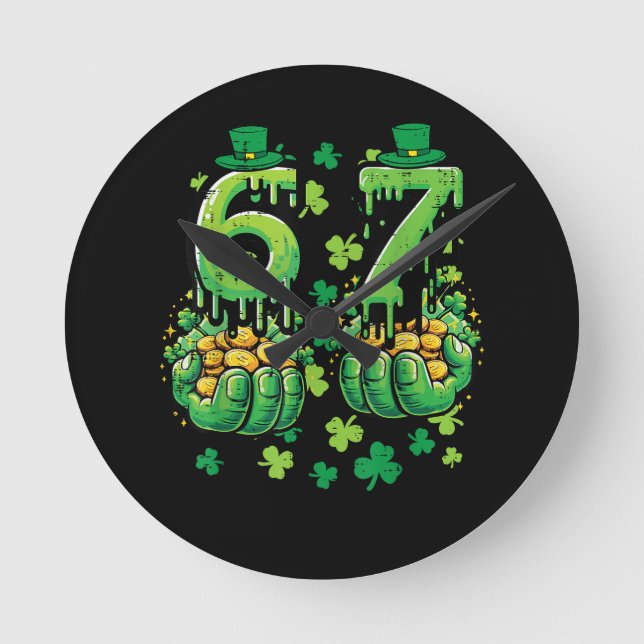 6 7 St Patricks Day Runde Wanduhr (Vorderseite)
