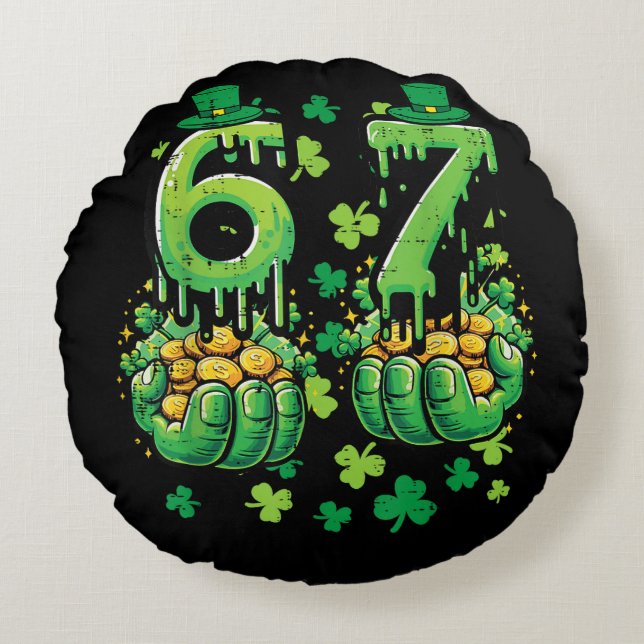 6 7 St Patricks Day Rundes Kissen (Vorderseite)