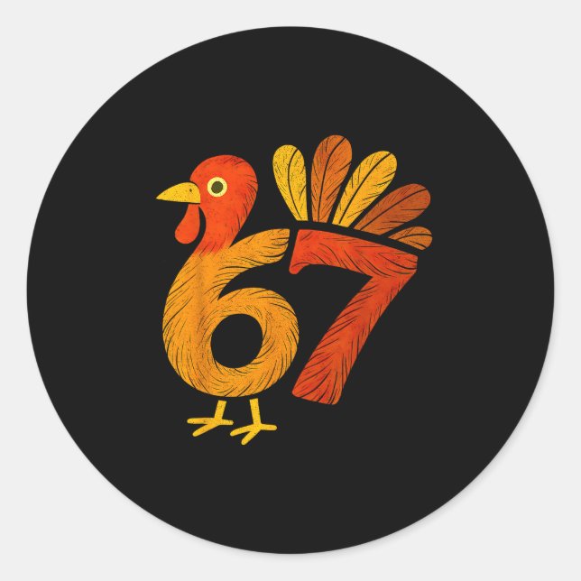 6 7 Thanksgiving Funny Kids Turkey Thanksgiving 67 Runder Aufkleber (Vorderseite)