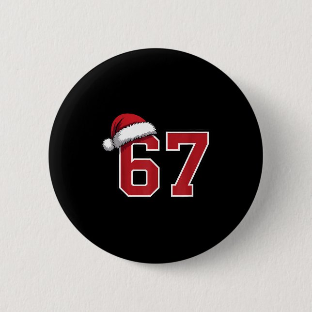6 7 Weihnachten 67 Santa Sechs Sieben Lustiges Wei Button (Vorderseite)