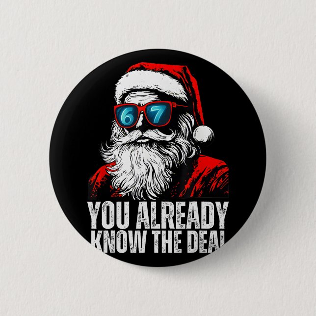 6 7 Weihnachtsmann Gesicht Six Seven Meme Lustig 6 Button (Vorderseite)
