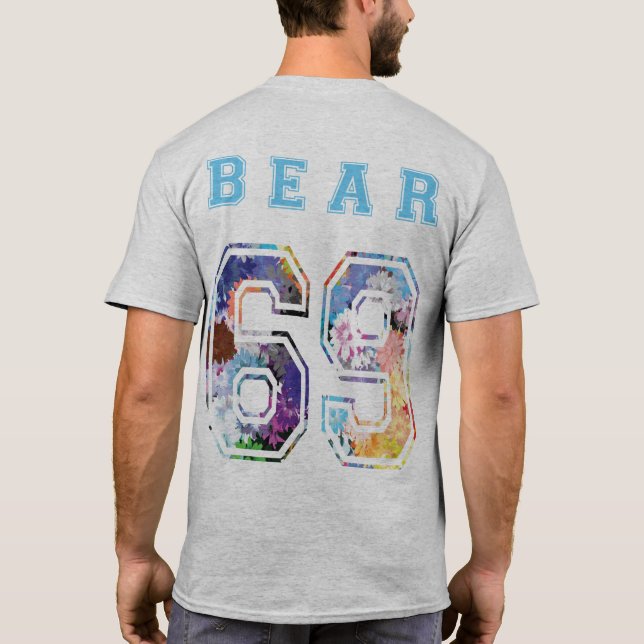 6 9 Blumen bear blau Rücken T-Shirt (Rückseite)