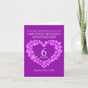 6. Amethyst-Hochzeitstag Schwesterkarte Karte