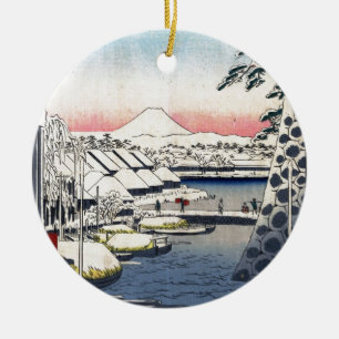 6 Ansichten vom Fujisan Keramikornament