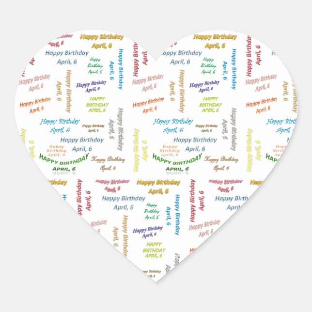 6. April Herz-Aufkleber (Vorderseite)