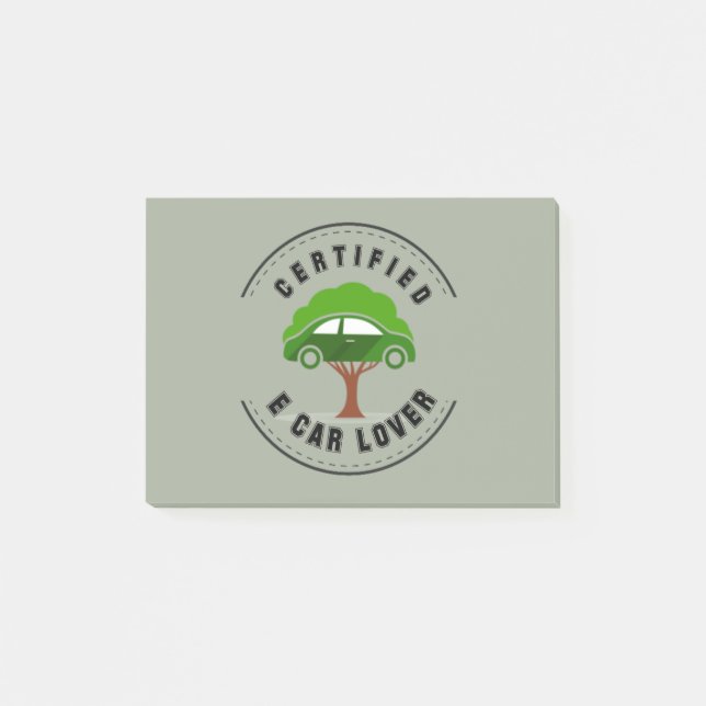 6.Autos Liebe zertifiziert E Autoverliebhaber Vint Post-it Klebezettel (Vorderseite)