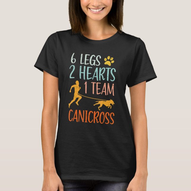 6 Beine 2 Herz 1 Team Canicross Laufender Hund T-Shirt (Vorderseite)
