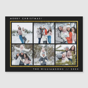 6 Benutzerdefinierte Fotos Schwarze und goldene W Magnetkarte