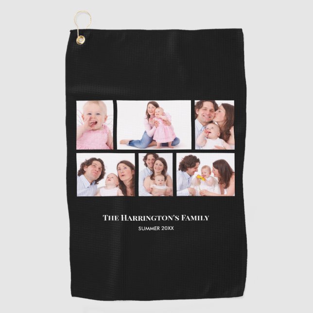 6 Bereiche Benutzerdefinierte schwarze Rahmen für  Golfhandtuch (Vorderseite)