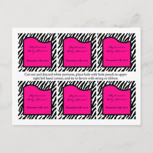 6 Bevorzugte Tags Hot Pink Zebra Print Einladungspostkarte