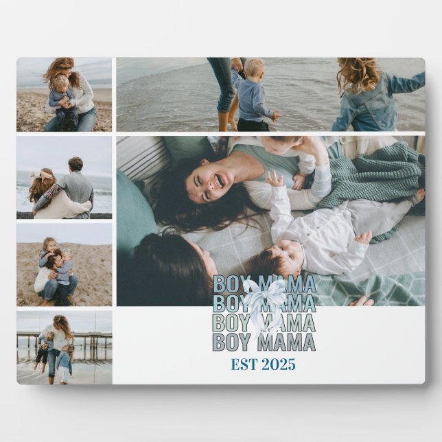 6 Boy Mama Custom Photo Collage Fotoplatte (Vorderseite)