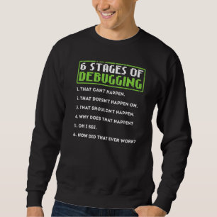 6 Bühnen des Debuggen von Bug-Coding-Computerprogr Sweatshirt