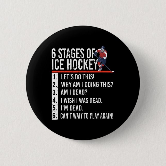 6 Bühnen Eishockey und Hockeyspieler Button (Vorderseite)