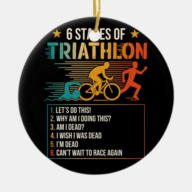 6 Bühnen Triathlon-Athleten Triathleten laufen Keramik Ornament (Vorne)