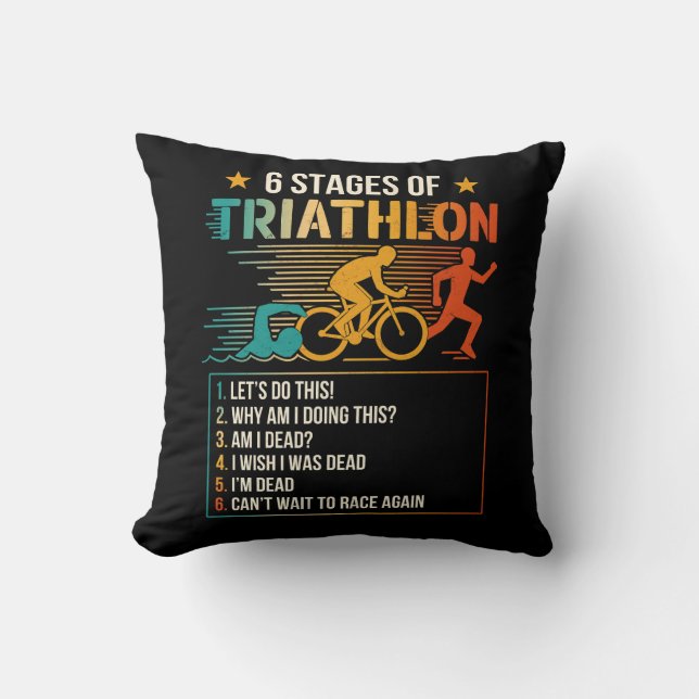 6 Bühnen Triathlon-Athleten Triathleten laufen Kissen (Vorderseite)
