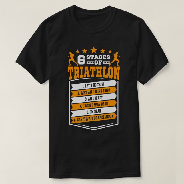 6 Bühnen Triathlon-Geschenk T-Shirt (Design vorne)