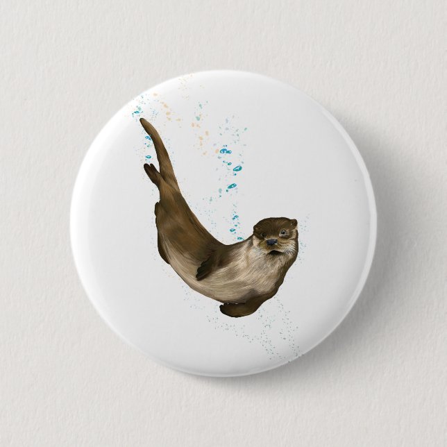 6 cm Rundschwimmbad Otter Abzeichen Button (Vorderseite)