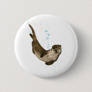 6 cm Rundschwimmbad Otter Abzeichen Button
