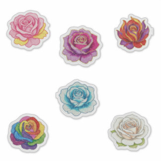 6 colorful roses aufkleber