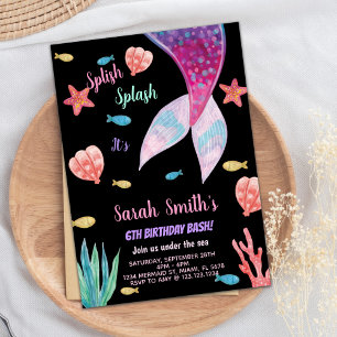 6. Dark Pink auf der Top-Meerjungfrau Geburtstag Einladung