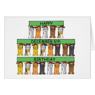 6. Dezember Geburtstag Niedlicher Cartoon Katzen