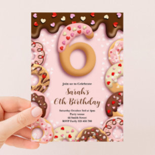 6. Donut-Geburtstags-Einladung für Mädchen Einladung