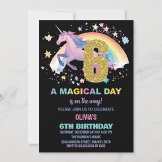 6. Einhorn Einladung zum Geburtstag