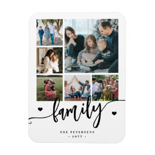 6 Familienfoto-Kollage Schwarzweiß-Schrift Magnet