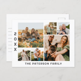 6 Familienname für Fotosammlungen Moderner Minimal Feiertagspostkarte