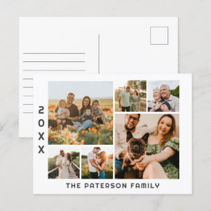 6 Familienname für Fotosammlungen Moderner Minimal Feiertagspostkarte