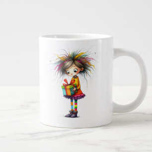 *  6 Farbige Whimsical Weihnachts-MÄDCHEN-Geschenk Jumbo-Tasse