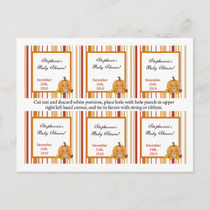 6 Favor Tags Herbst Kürbis Baby Einladungspostkarte