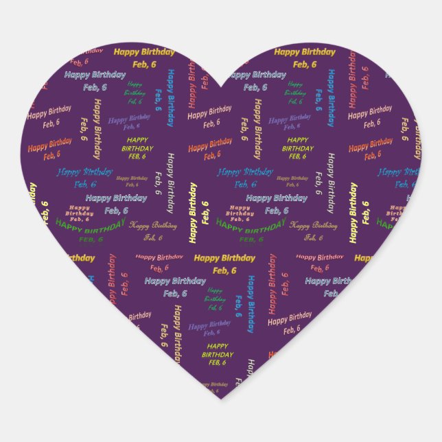 6. Februar Herz-Aufkleber (Vorderseite)