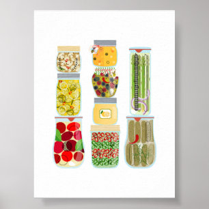 6 Food Canning Jars Poster