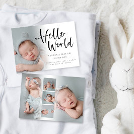 6 Foto Baby Girl Boy Script Hello World Birth Ankündigung