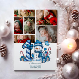 6 Foto Blue Snowman Erster Weihnachtsmann Feiertagskarte